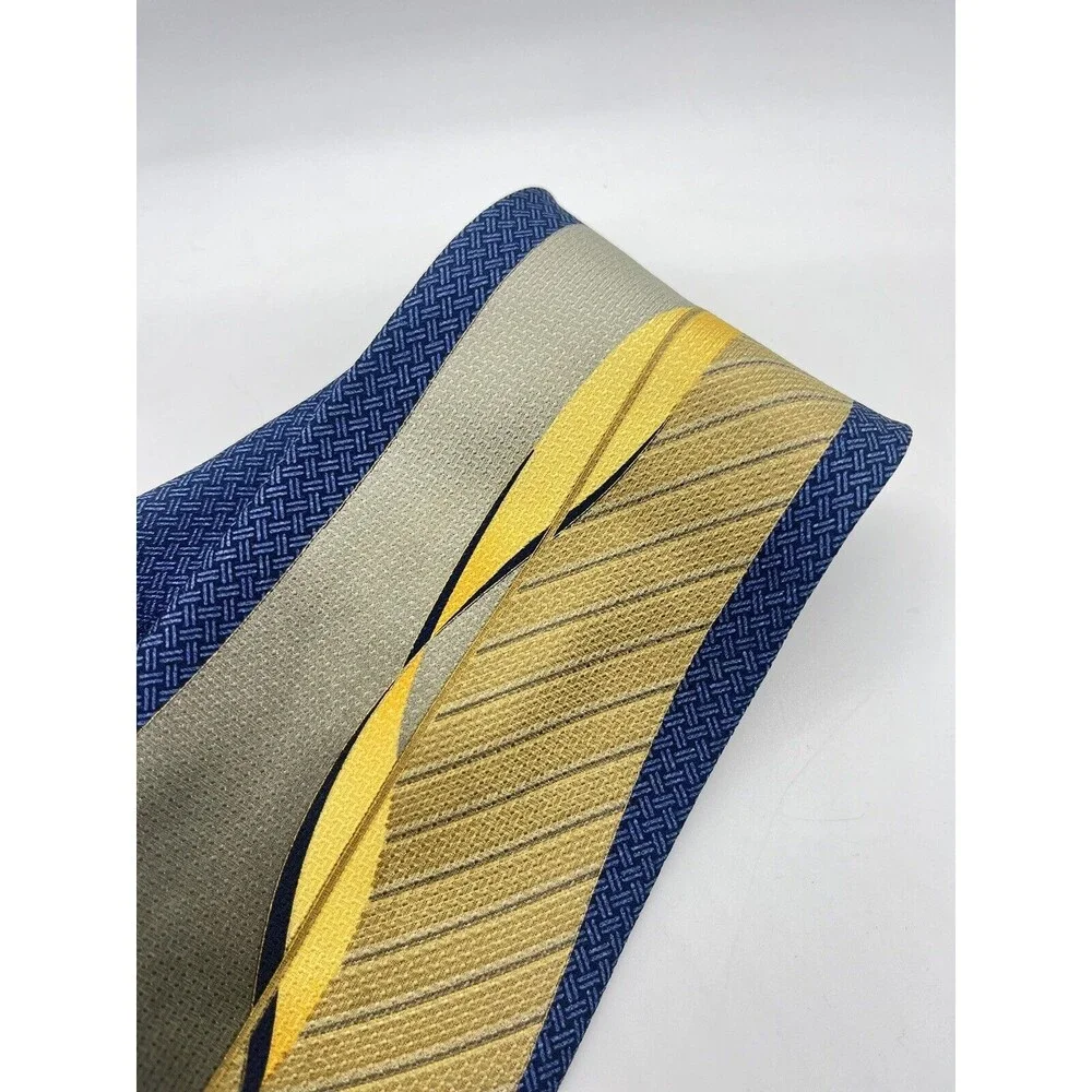 Signori dei Signori Mens Necktie 4x58 Silk Blue Abstract Design High Fashion Tie
